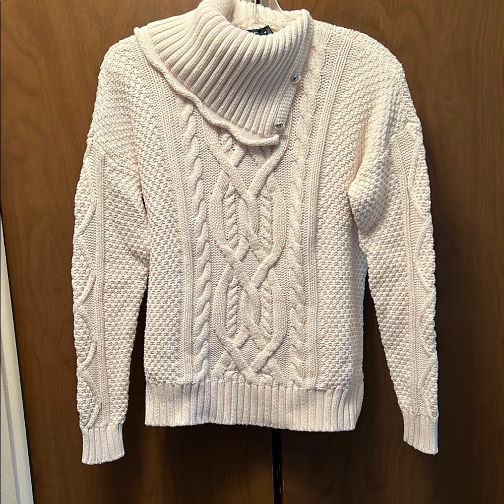 Lauren Ralph Lauren Cream Cable Knit Turtleneck Sweater